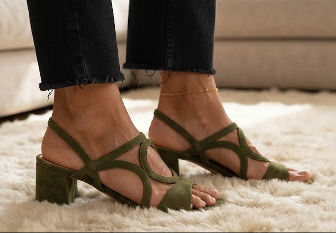 Cedra | Sandali con tacco geometrico Lime Pop