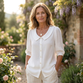 Alexia | Blusa elegante in cotone leggero con collo rotondo