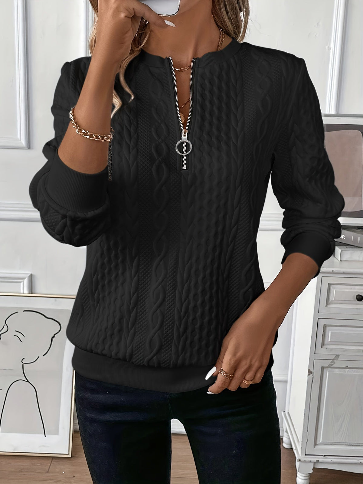 Silvia | Elegante Maglione in Maglia con Zip