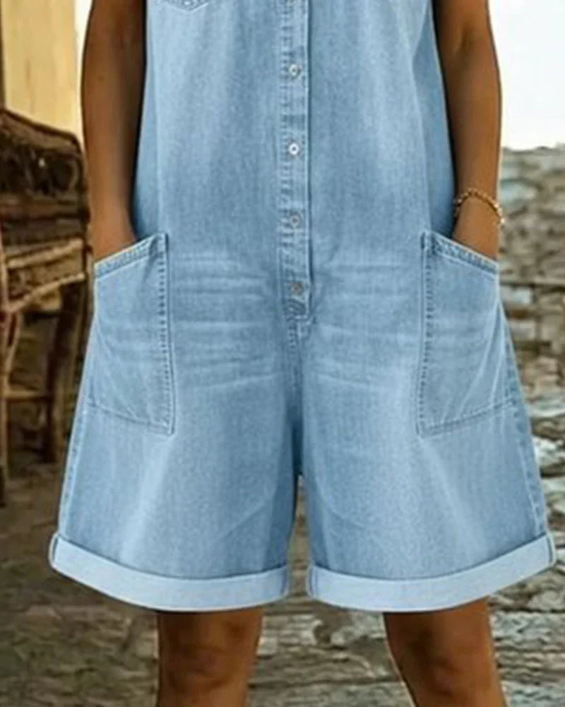 Paola | Tuta in denim con bottoni davanti