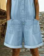 Paola | Tuta in denim con bottoni davanti