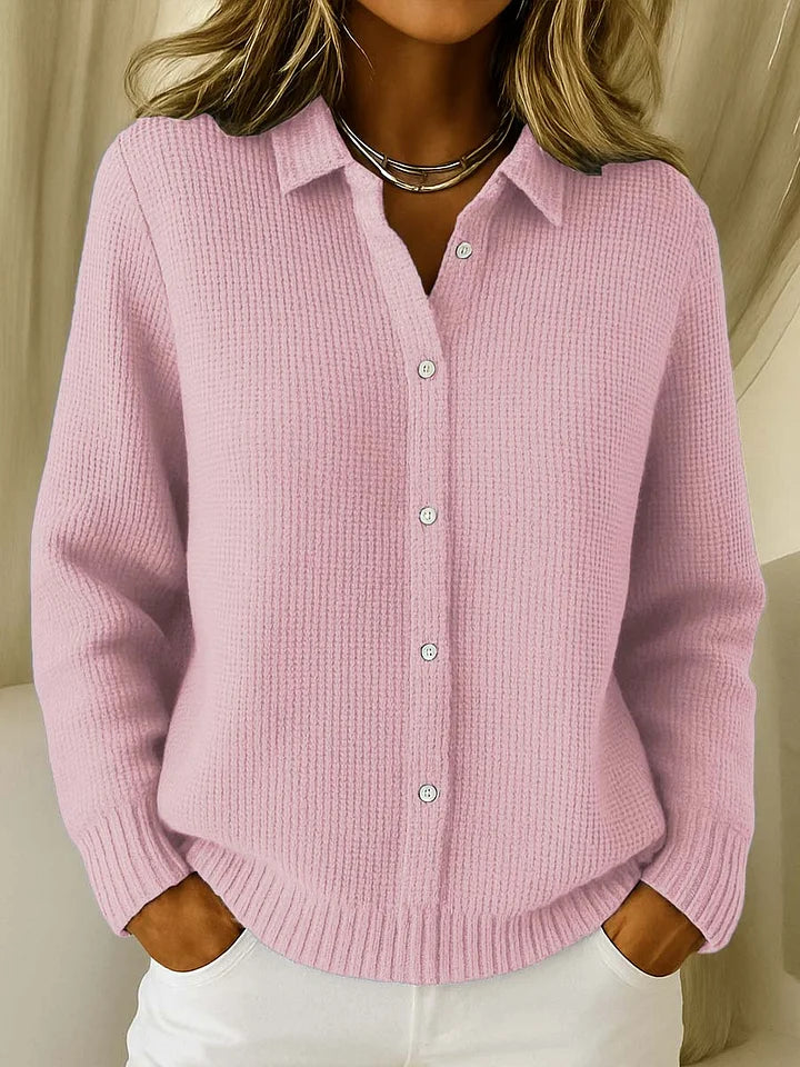 Ludovica | Cardigan in maglia con colletto camicia e bottoni frontali