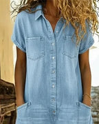 Paola | Tuta in denim con bottoni davanti