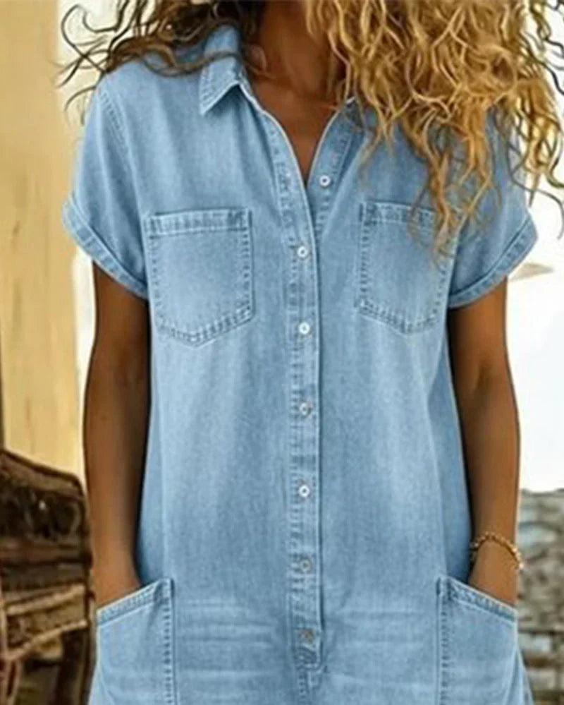 Paola | Tuta in denim con bottoni davanti