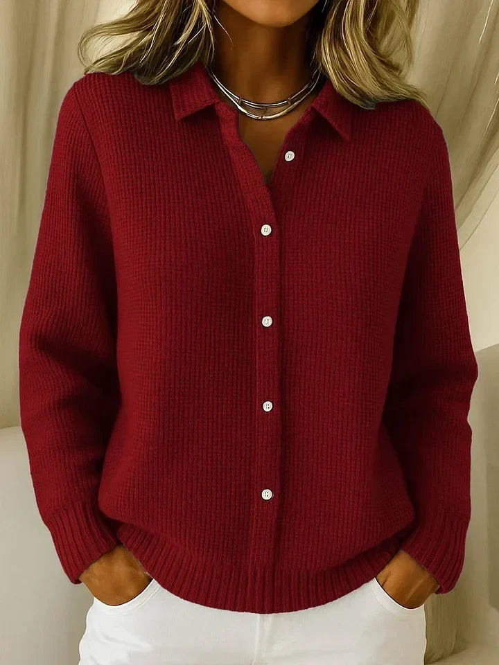 Ludovica | Cardigan in maglia con colletto camicia e bottoni frontali