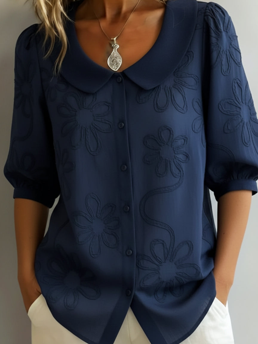 Celeste | Blusa leggera floreale di eleganza naturale