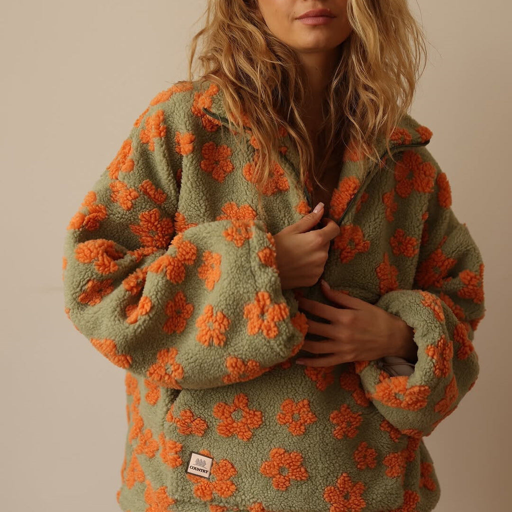 Fiorenza | Maglione Oversize in Pile con Stampa Floreale
