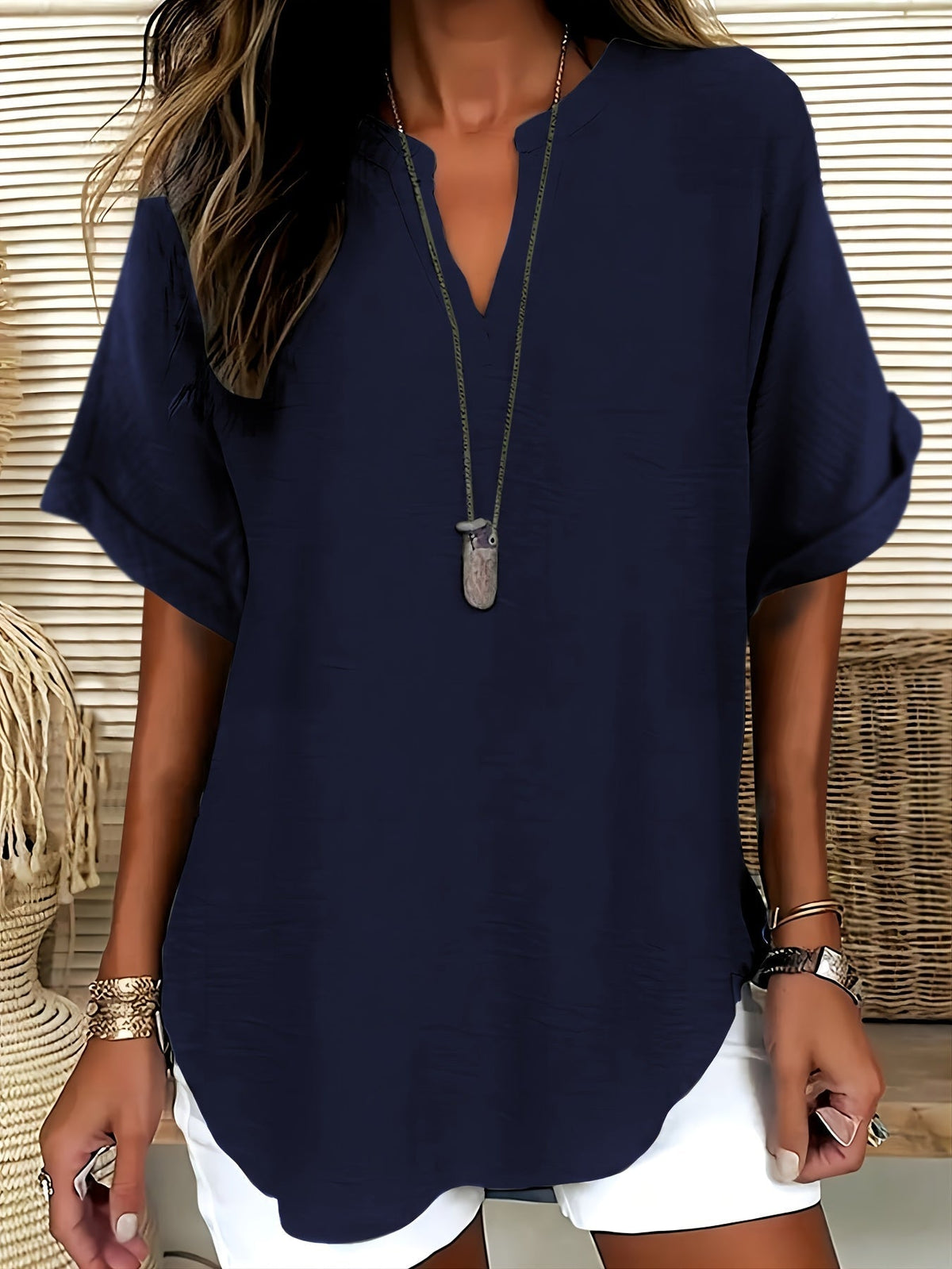 Oliva | Blusa a vestibilità ampia con scollo a V (2 acquistati, 1 in REGALO)