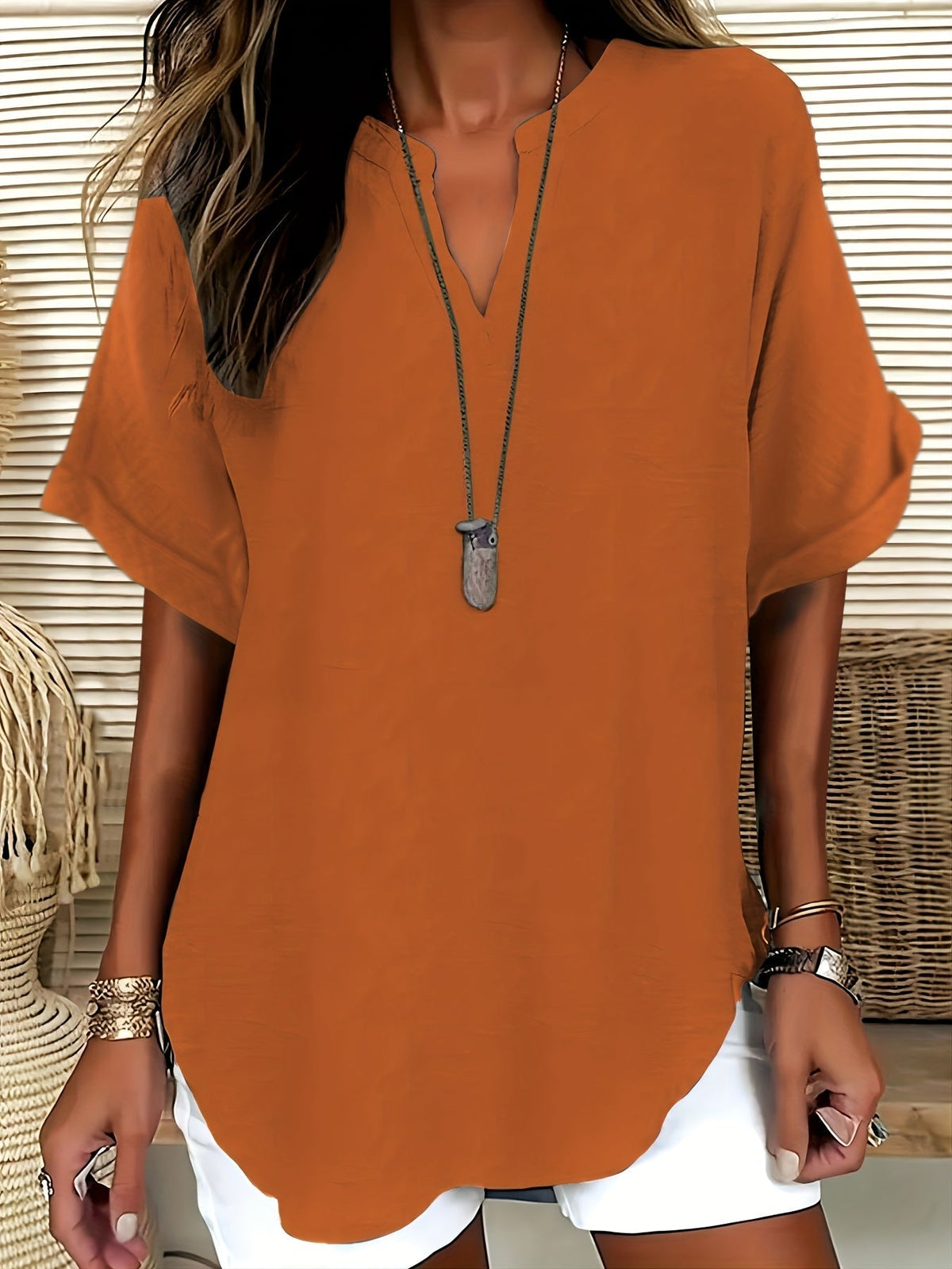 Oliva | Blusa a vestibilità ampia con scollo a V (2 acquistati, 1 in REGALO)