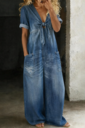 Ilaria | Tuta in denim a maniche corte