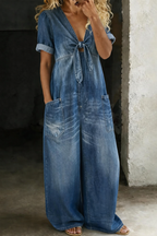 Ilaria | Tuta in denim a maniche corte