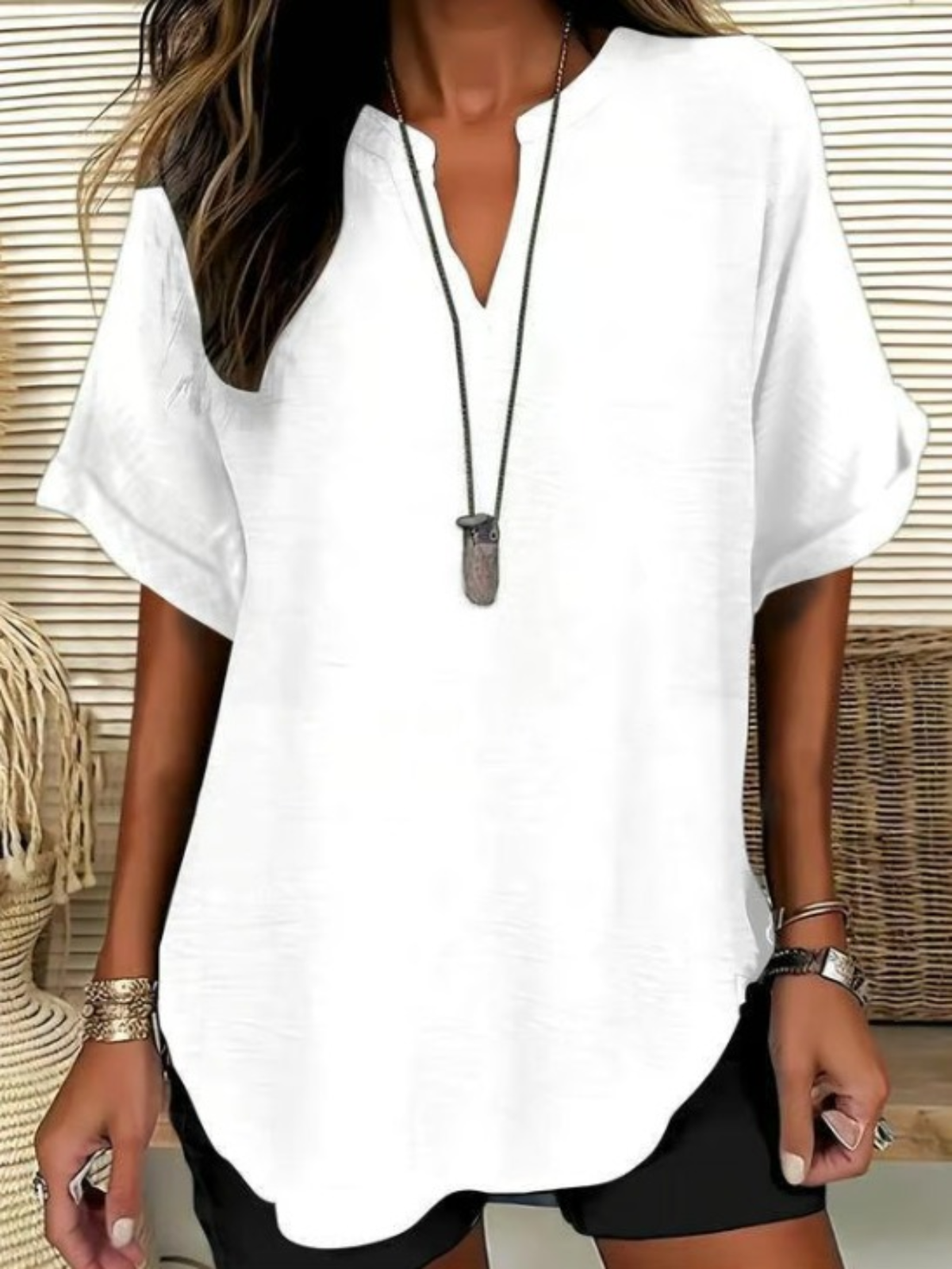 Oliva | Blusa a vestibilità ampia con scollo a V (2 acquistati, 1 in REGALO)