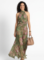Livia | Abito Maxi Senza Schiena Fiori Elegante