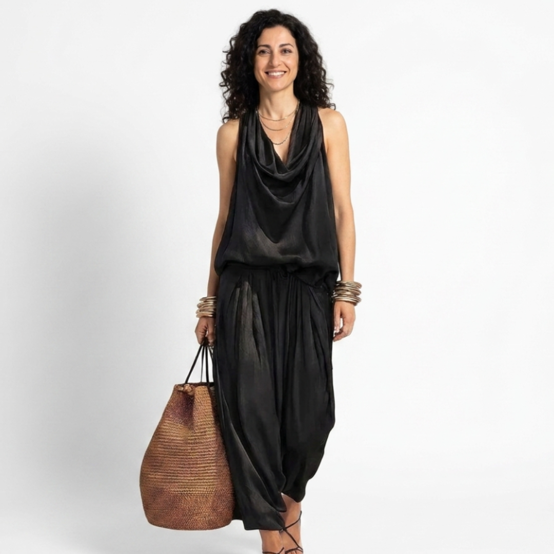 Ambra | Completo fluido con top a fascia e pantaloni