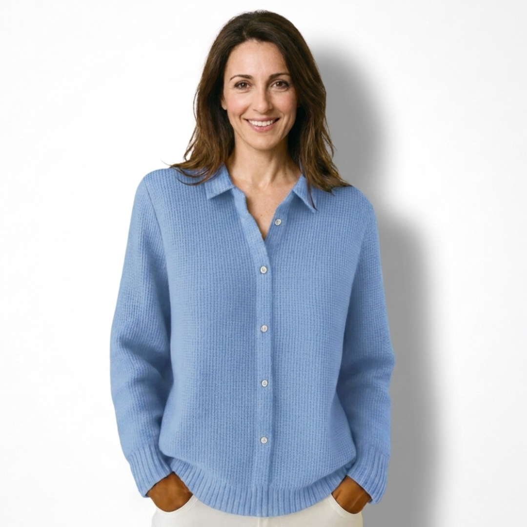 Ludovica | Cardigan in maglia con colletto camicia e bottoni frontali