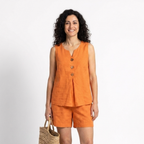 Solana | Completo in cotone e lino con top a bottoni e pantaloni corti