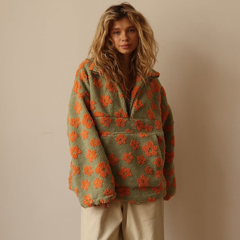 Fiorenza | Maglione Oversize in Pile con Stampa Floreale