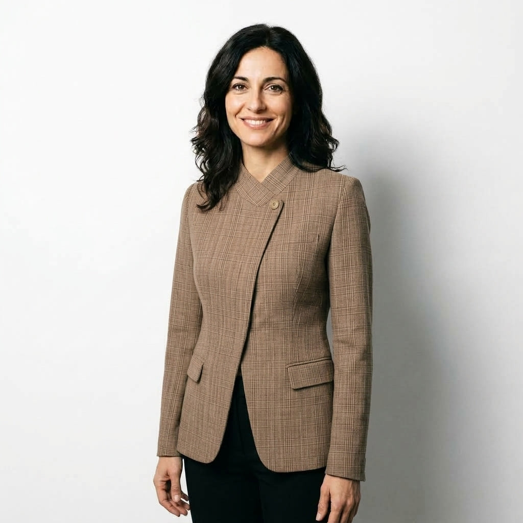 Martina | Blazer asimmetrico a quadri color tortora