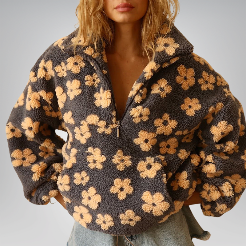 Fiorenza | Maglione Oversize in Pile con Stampa Floreale