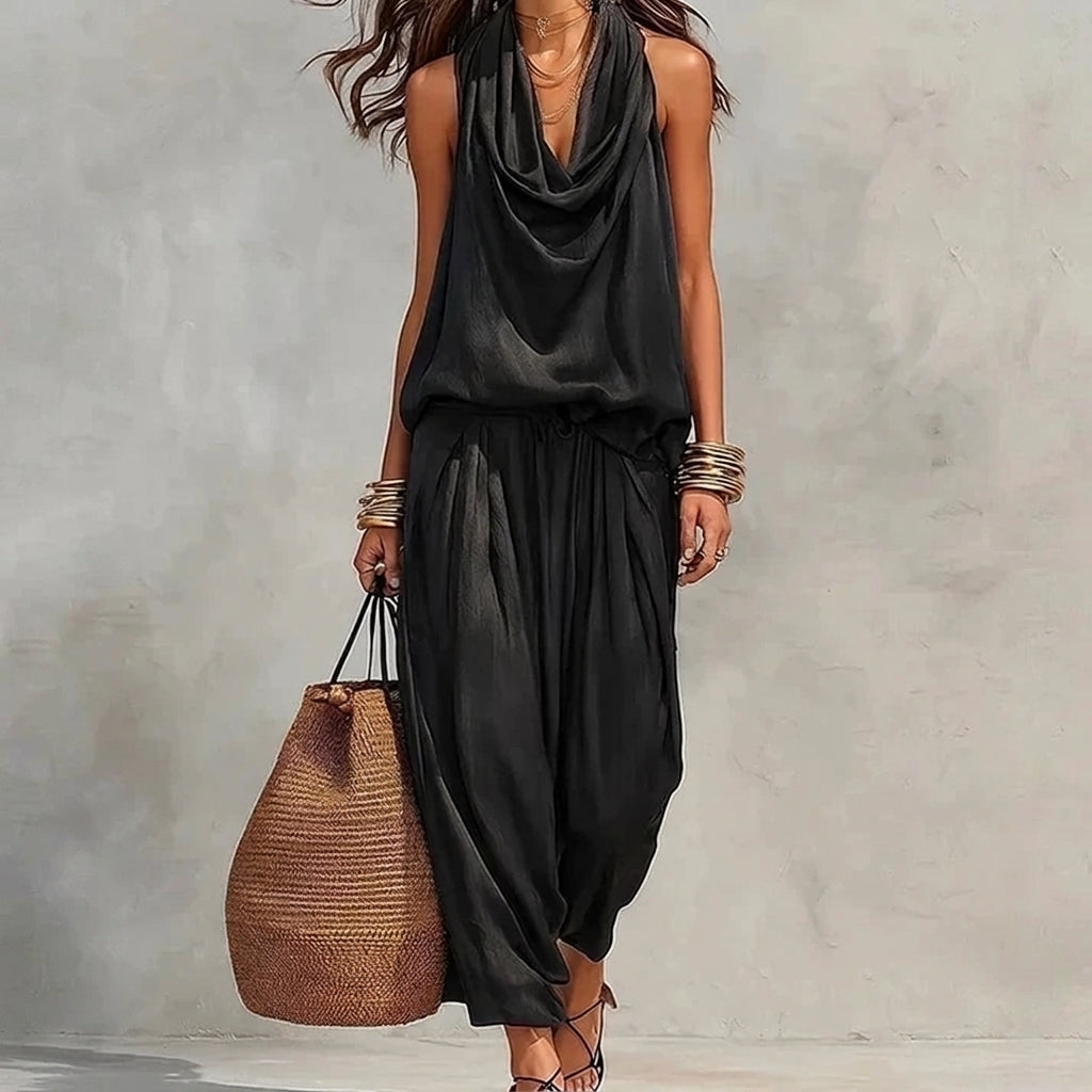 Ambra | Completo fluido con top a fascia e pantaloni