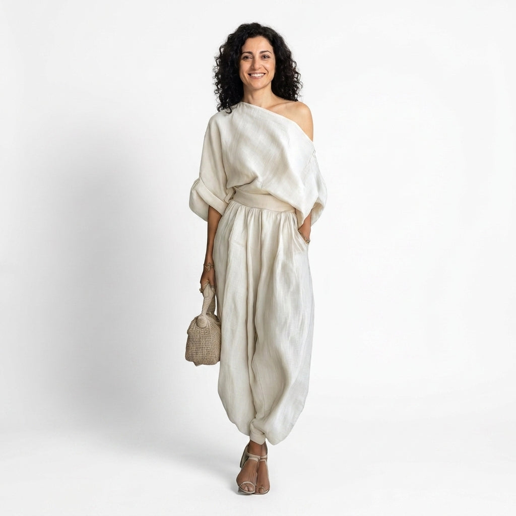 Leonor | Elegante completo due pezzi con una sola spallina