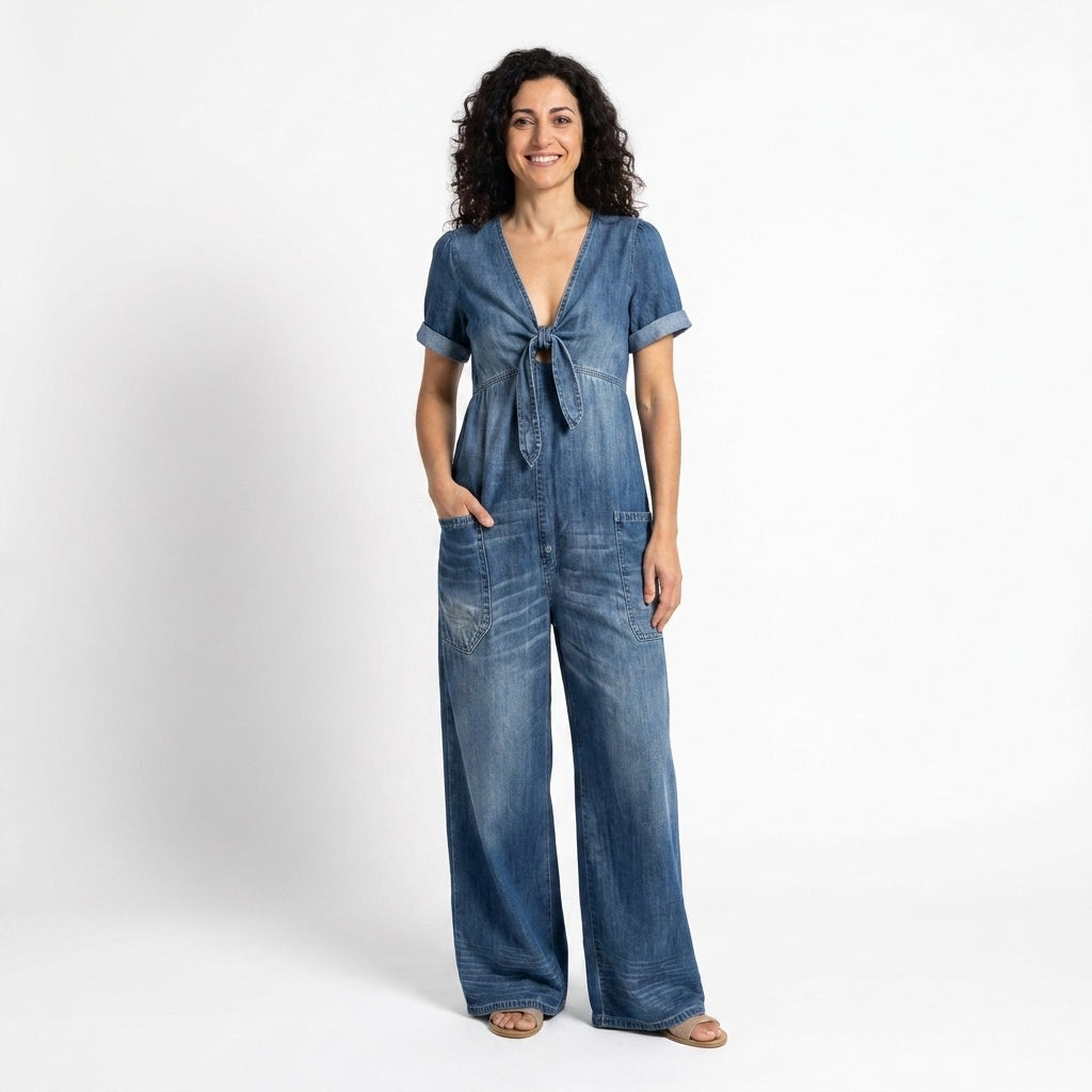 Ilaria | Tuta in denim a maniche corte