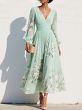 Cisella | Abito Midi Verde Chiaro Fiori