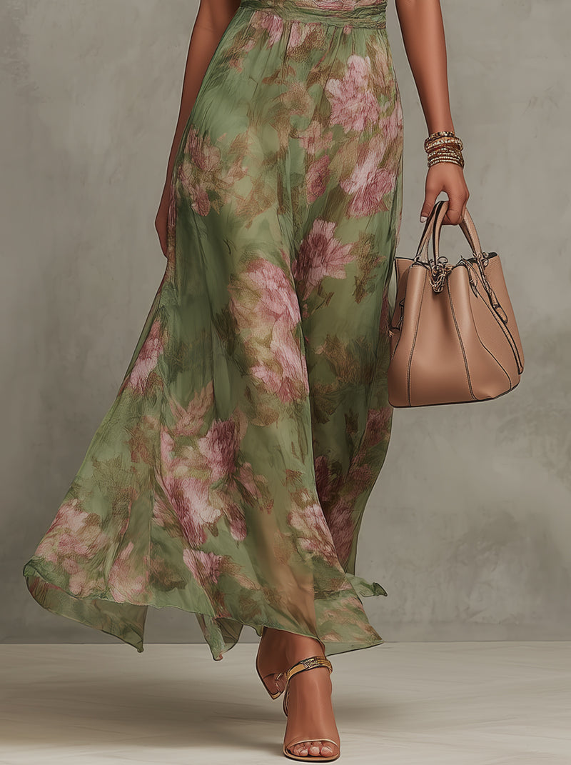 Livia | Abito Maxi Senza Schiena Fiori Elegante