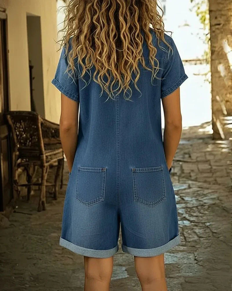 Paola | Tuta in denim con bottoni davanti
