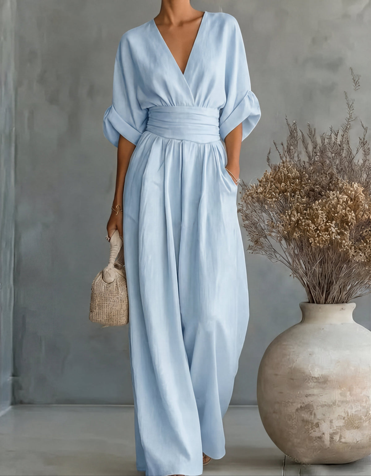 Renata | Combinazione elegante con scollo a V e gamba larga
