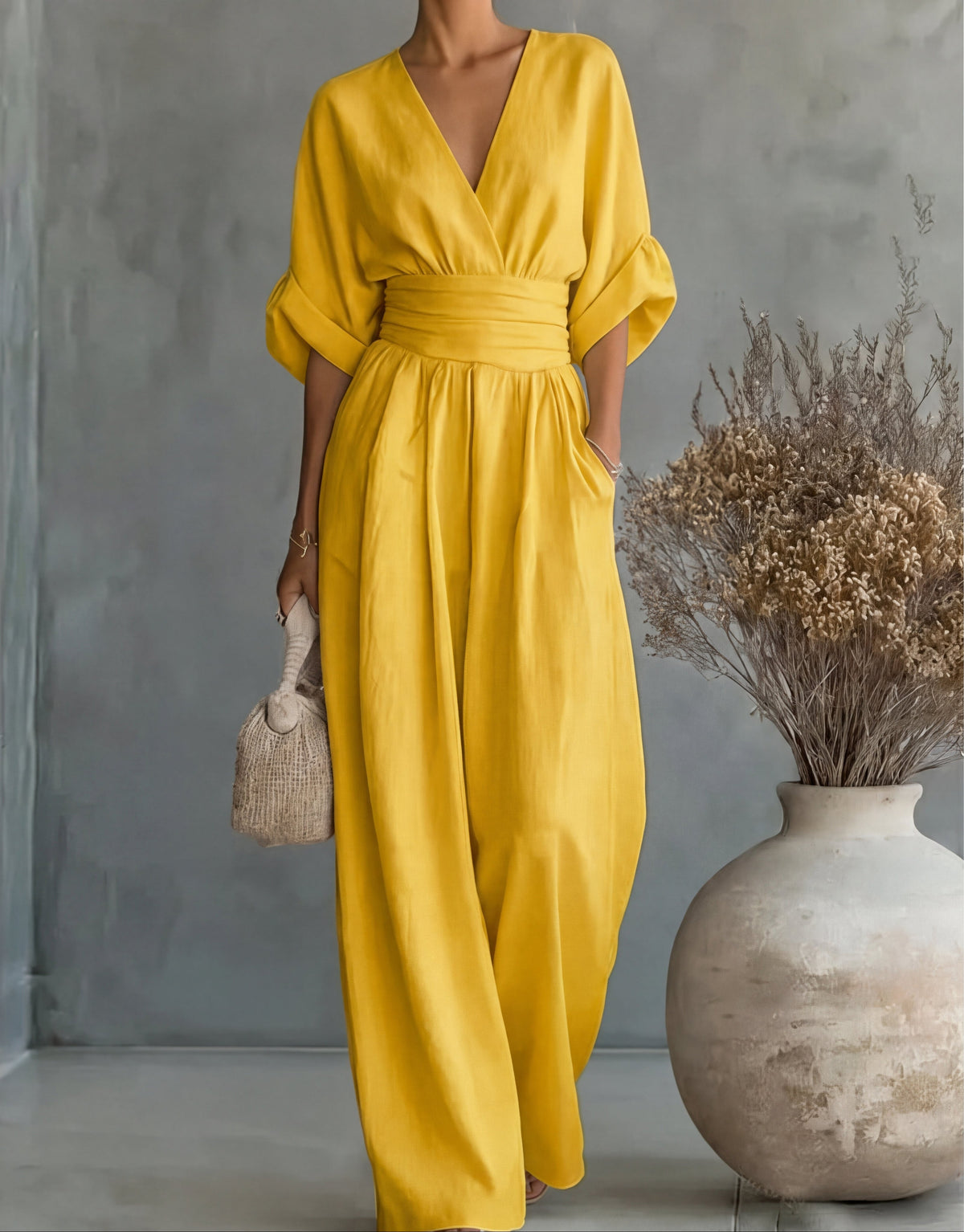 Renata | Combinazione elegante con scollo a V e gamba larga