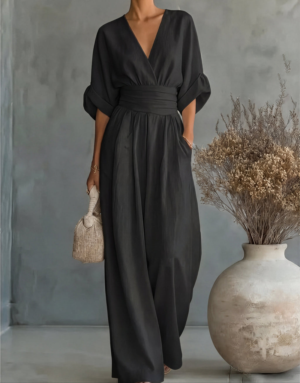 Renata | Combinazione elegante con scollo a V e gamba larga
