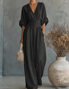 Renata | Combinazione elegante con scollo a V e gamba larga