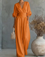Renata | Combinazione elegante con scollo a V e gamba larga