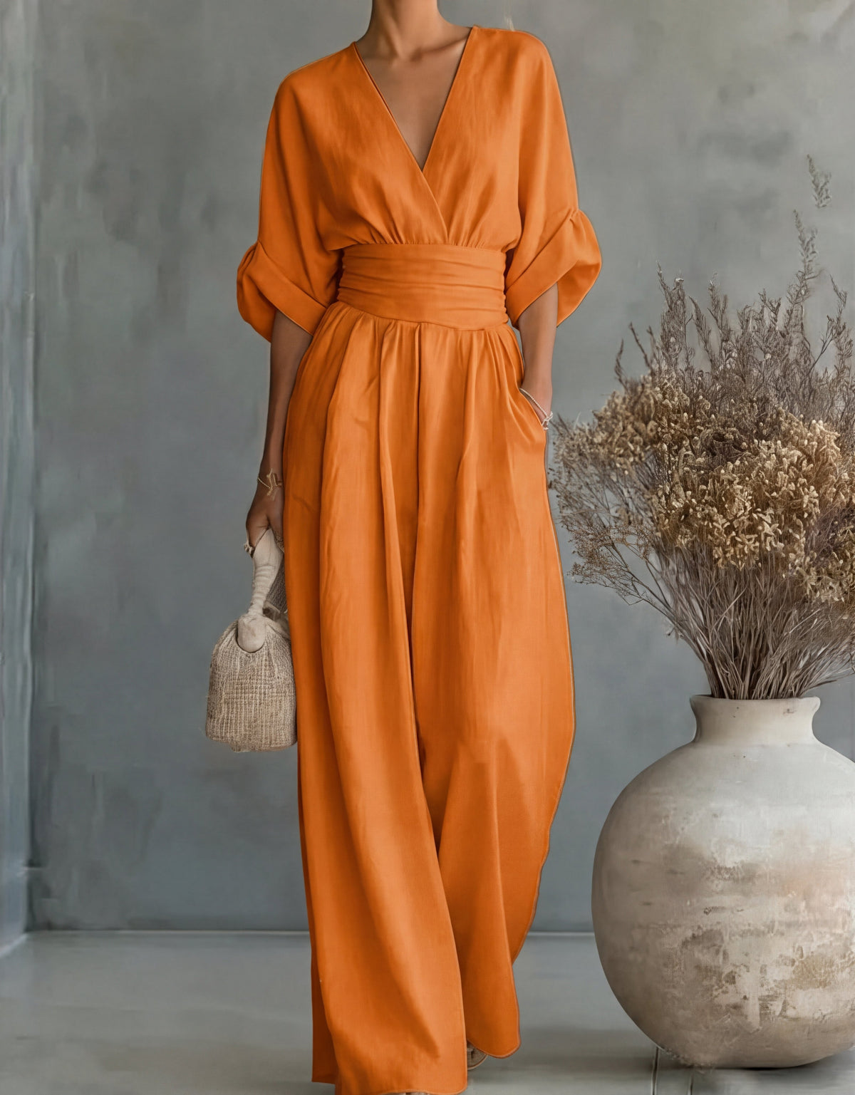 Renata | Combinazione elegante con scollo a V e gamba larga