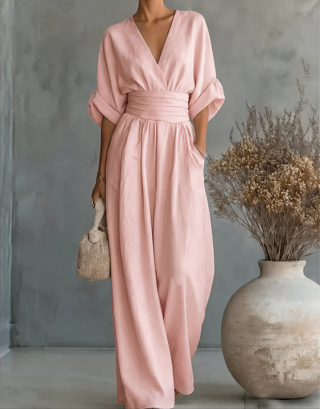 Renata | Combinazione elegante con scollo a V e gamba larga