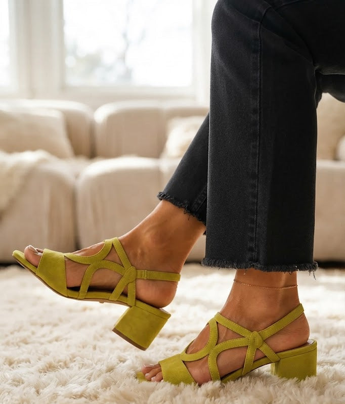 Cedra | Sandali con tacco geometrico Lime Pop