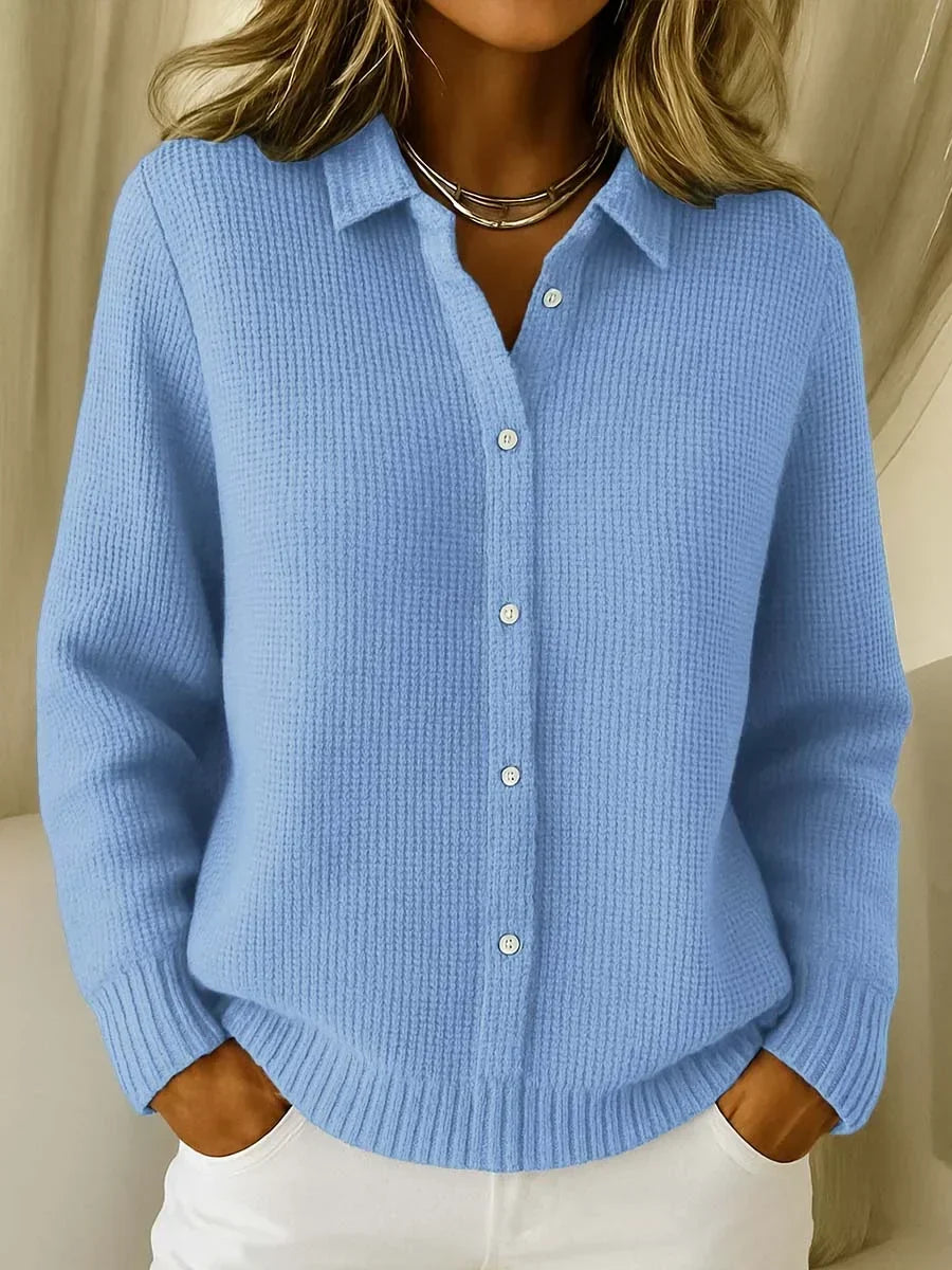 Ludovica | Cardigan in maglia con colletto camicia e bottoni frontali
