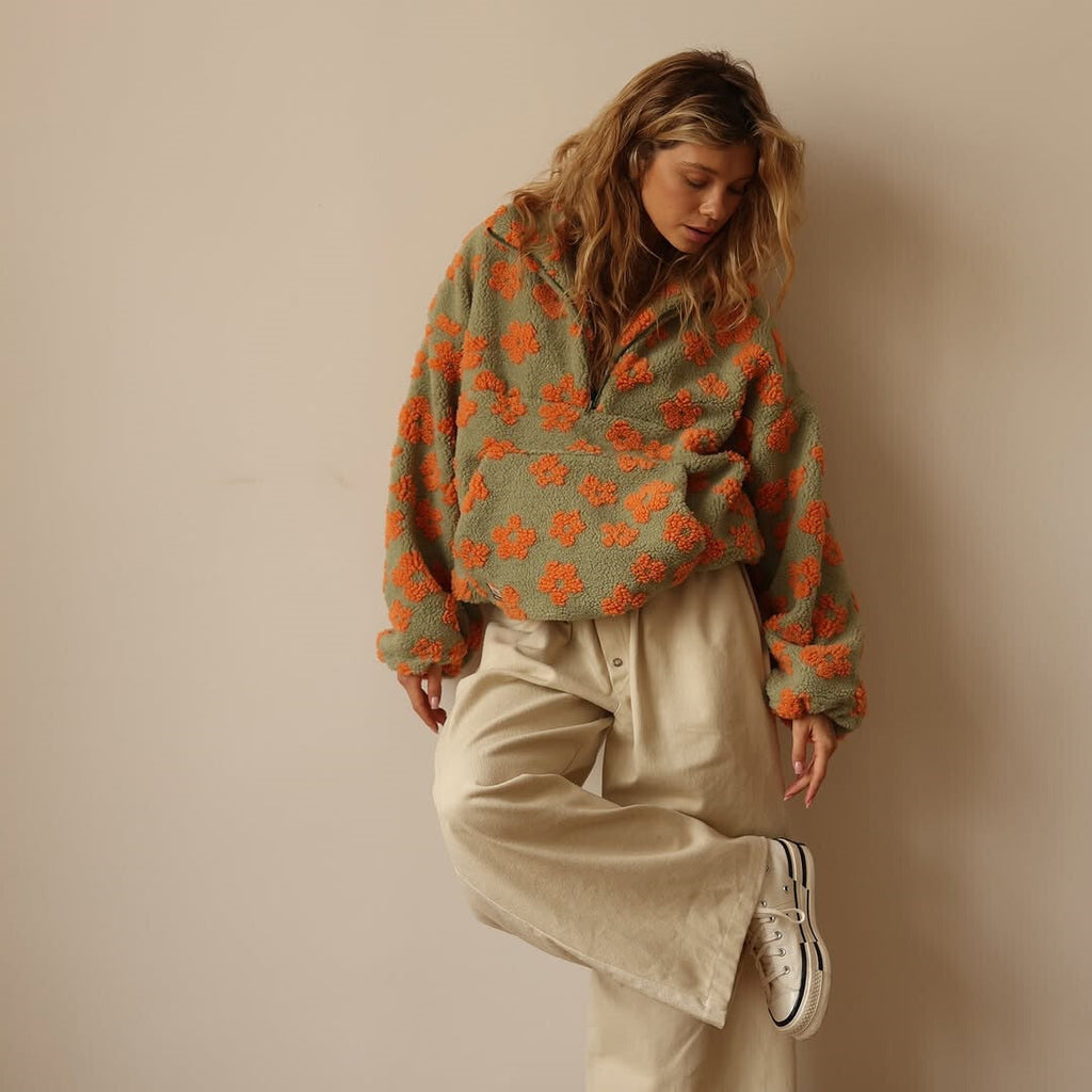 Fiorenza | Maglione Oversize in Pile con Stampa Floreale