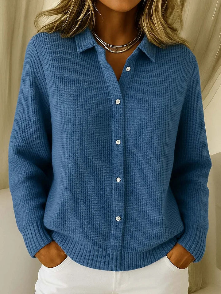 Ludovica | Cardigan in maglia con colletto camicia e bottoni frontali