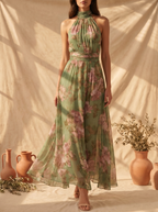 Livia | Abito Maxi Senza Schiena Fiori Elegante
