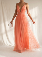 Ginevra | Abito Maxi Lumière Corallo