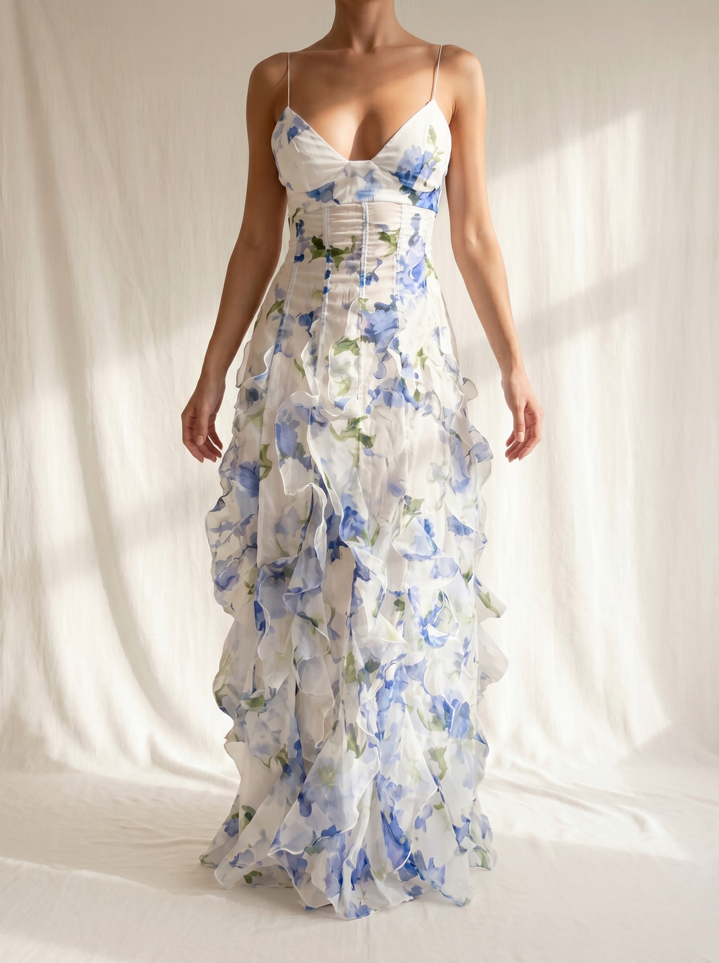 Uri | Abito Midi Floreale con Ruches