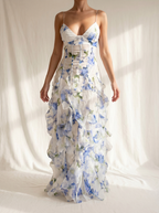 Uri | Abito Midi Floreale con Ruches