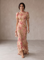 Rosario | Abito Lungo Floreale in Mousseline