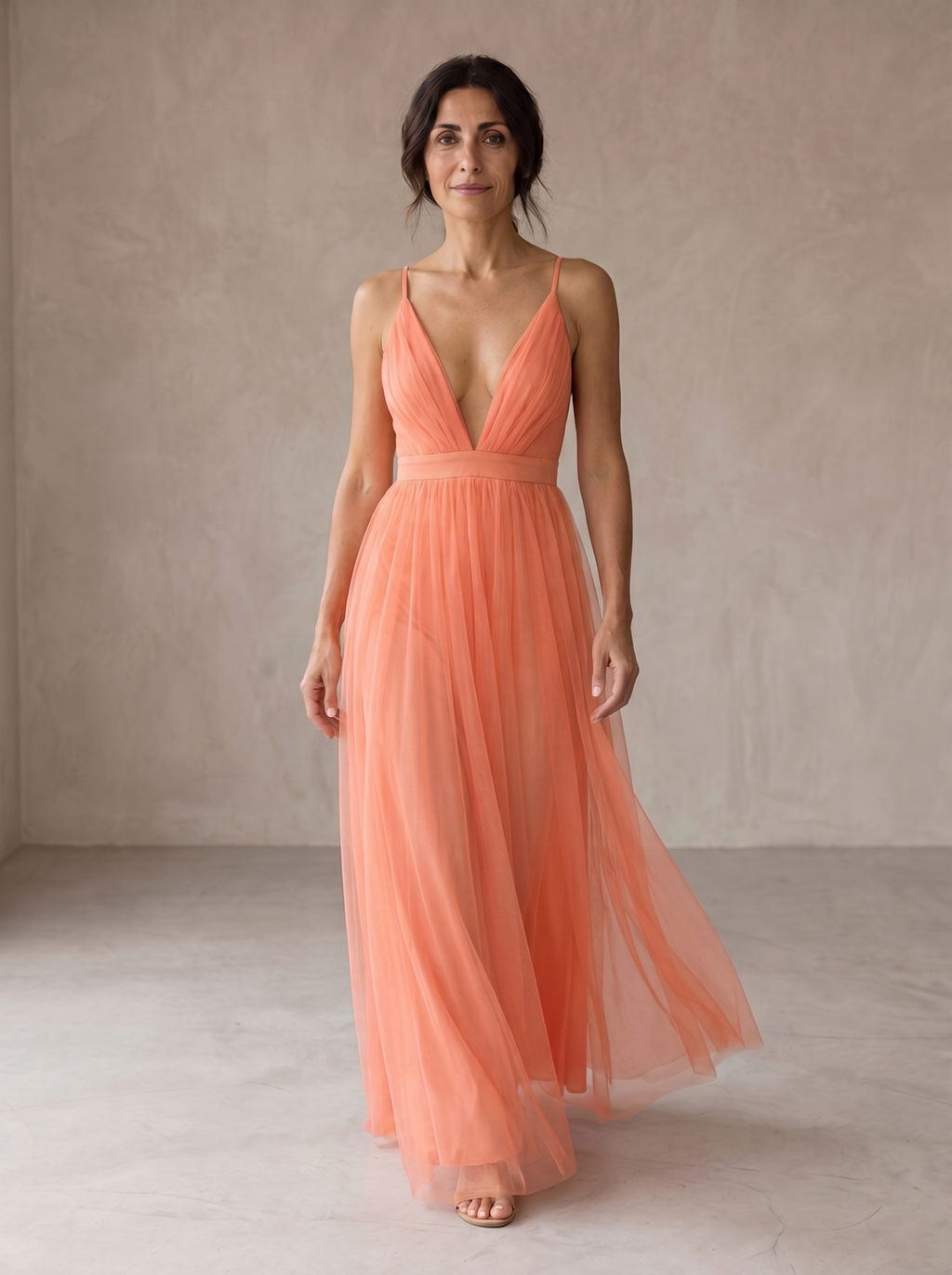 Ginevra | Abito Maxi Lumière Corallo