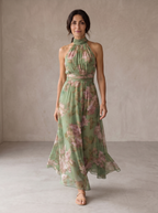Livia | Abito Maxi Senza Schiena Fiori Elegante
