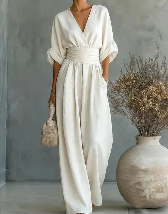 Renata | Combinazione elegante con scollo a V e gamba larga