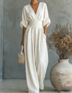 Renata | Combinazione elegante con scollo a V e gamba larga