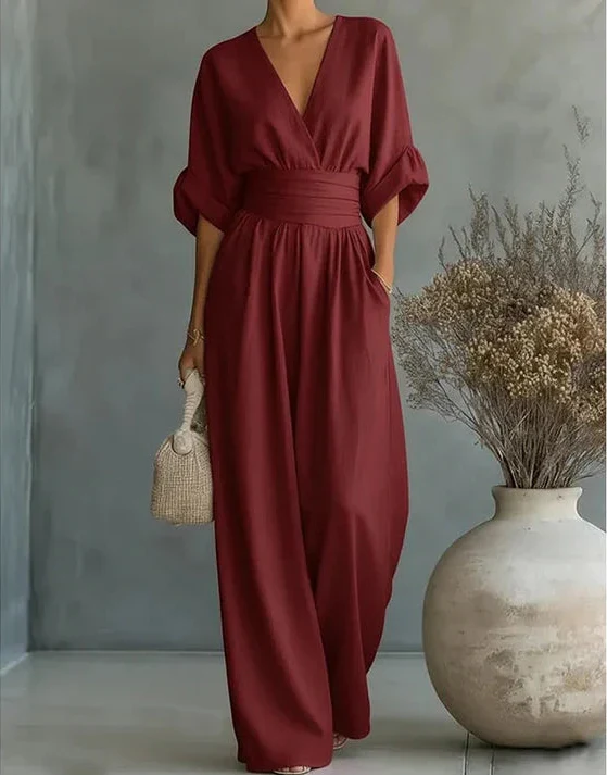 Renata | Combinazione elegante con scollo a V e gamba larga